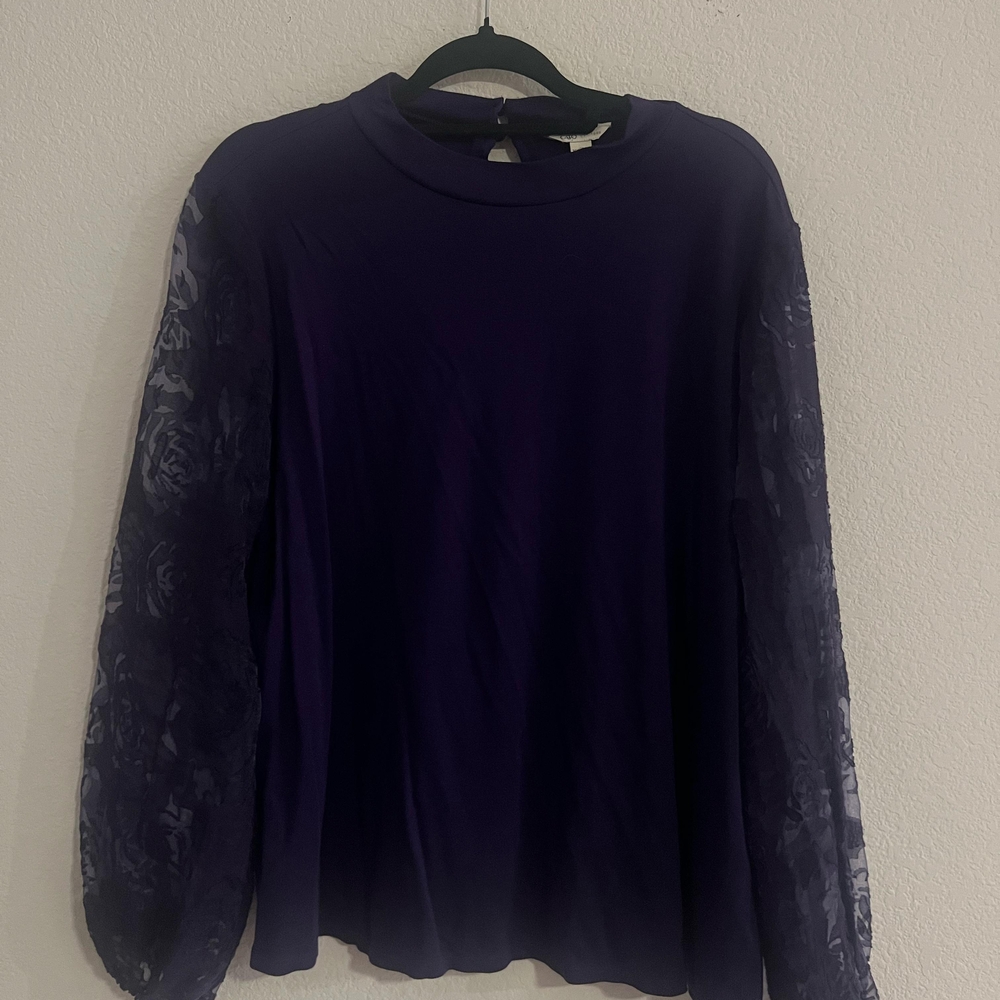 Cato Purple Women's Blouse with Lace Sleeves - Picture 5 of 6